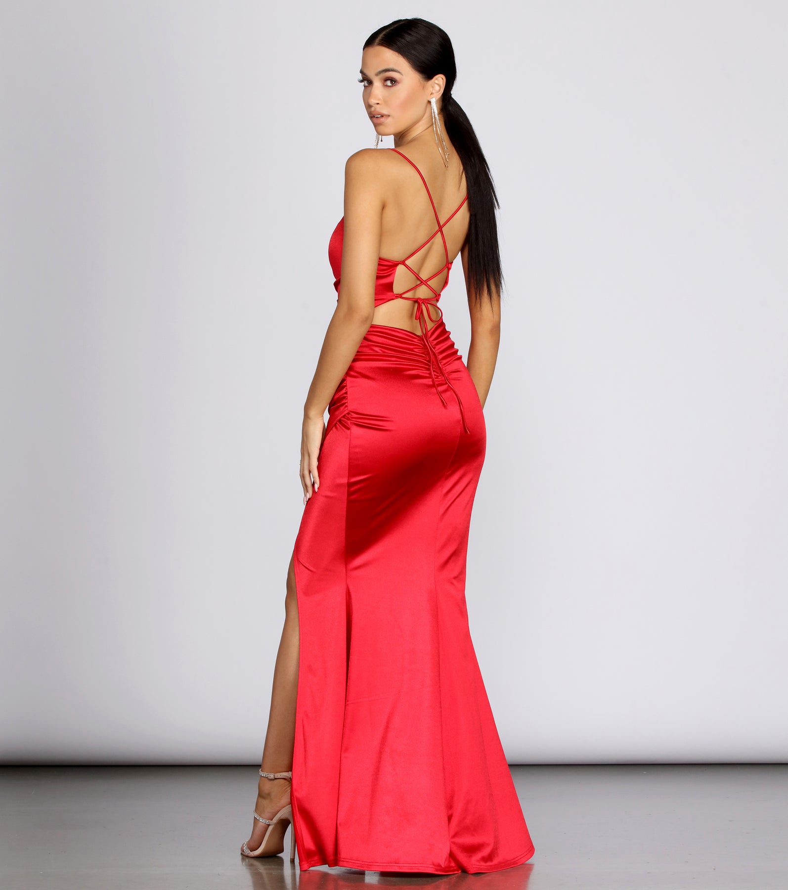 Jessica Satin Lace Up Gown & Windsor