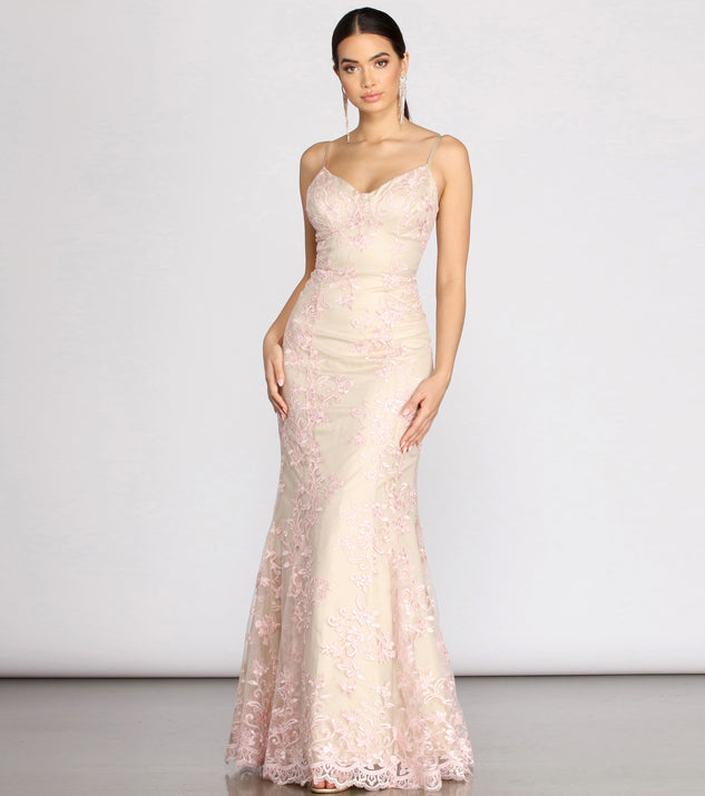 Elvina Embroidered Floral Mermaid Dress creates the perfect summer wedding guest dress or cocktail party dresss with stylish details in the latest trends for 2023!