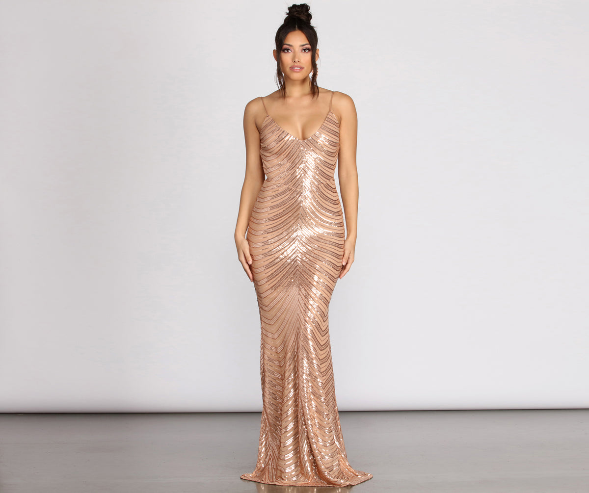 Kim Formal Draped Sequin Dress