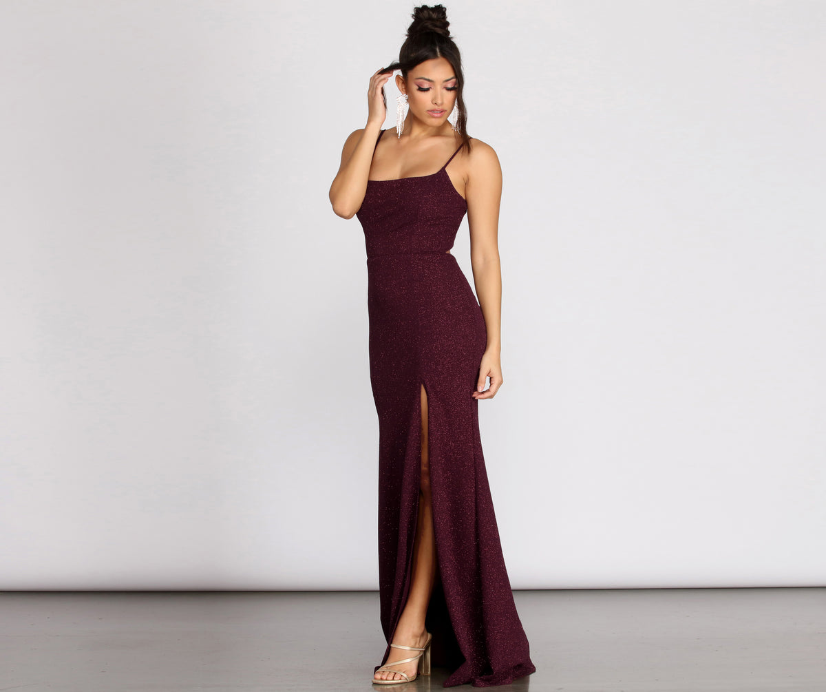 Sawyer Glitter High Slit Dress & Windsor