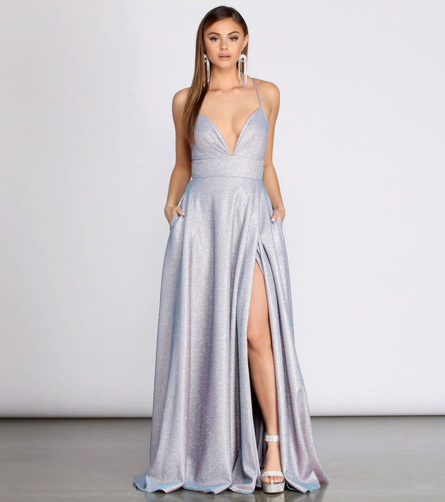 Stefanie Glitter Shine Cross Back A-Line Dress & Windsor