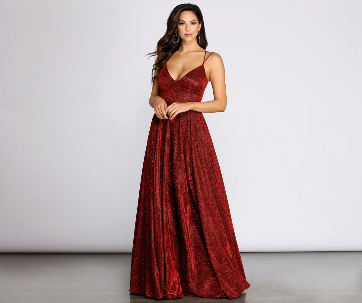 Shira Shine Lace Back Gown