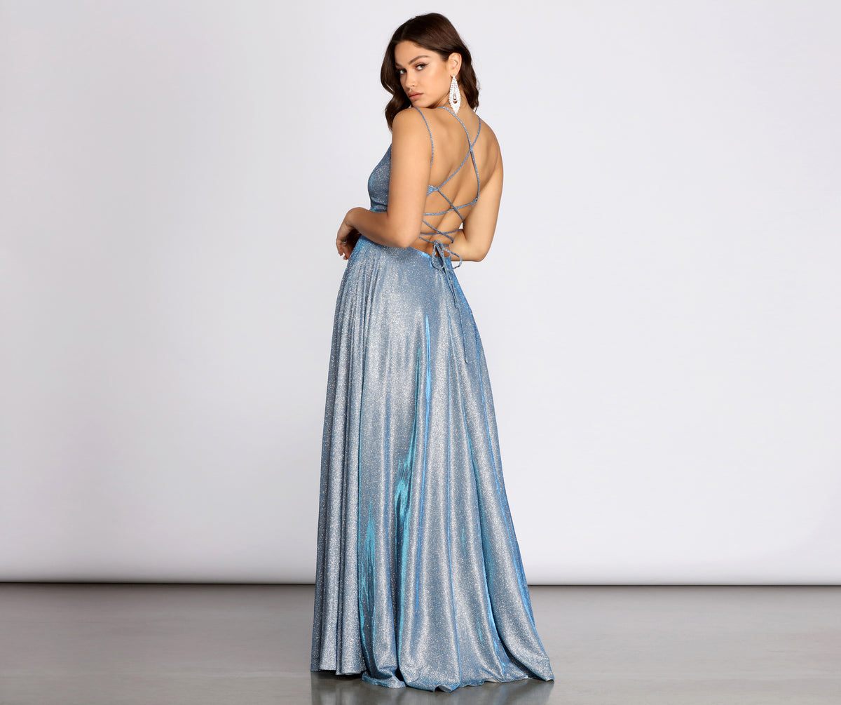 Jenna Formal Glitter Lattice Dress