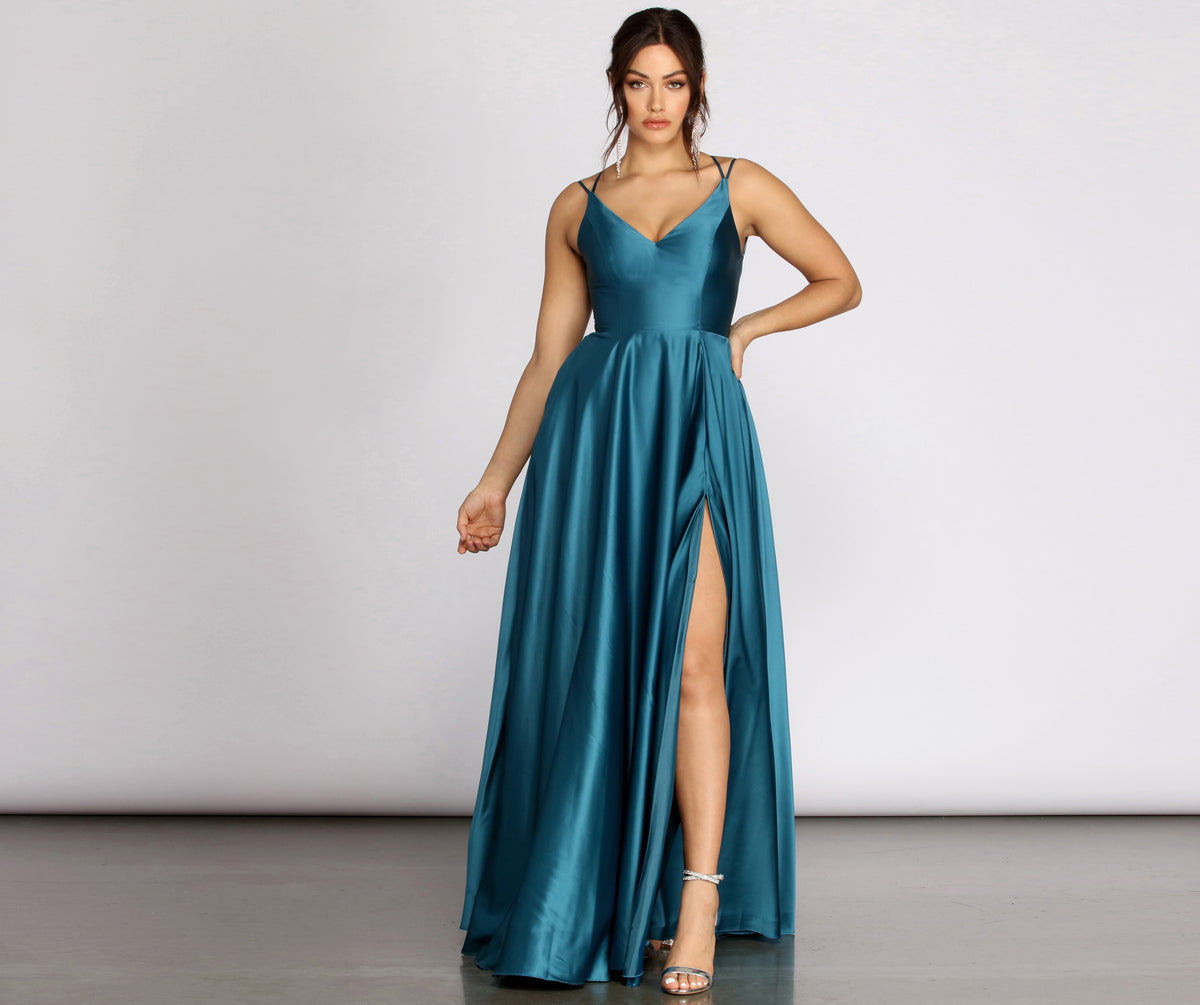 Dawn Formal Sleeveless Satin Dress & Windsor