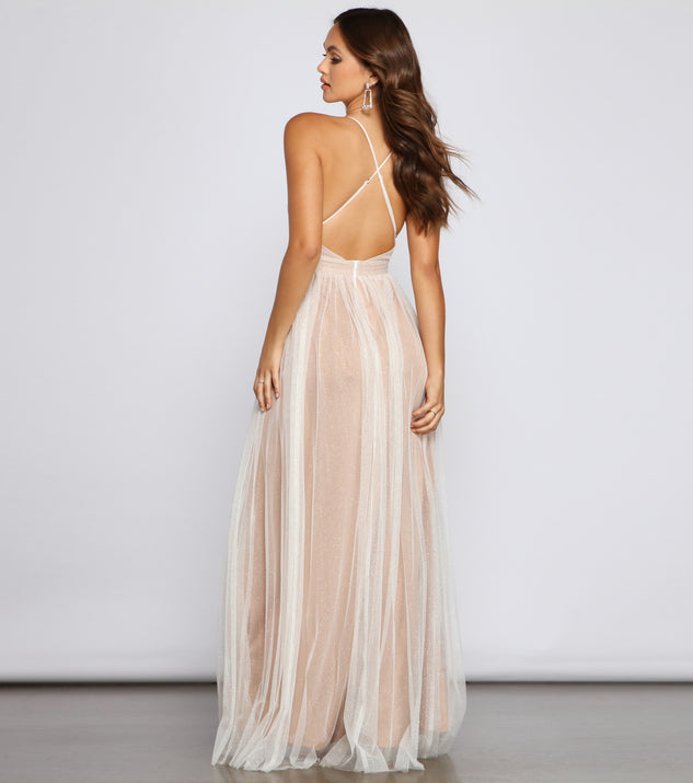 Glitter-Knit Long Backless Prom Dress by PromGirl