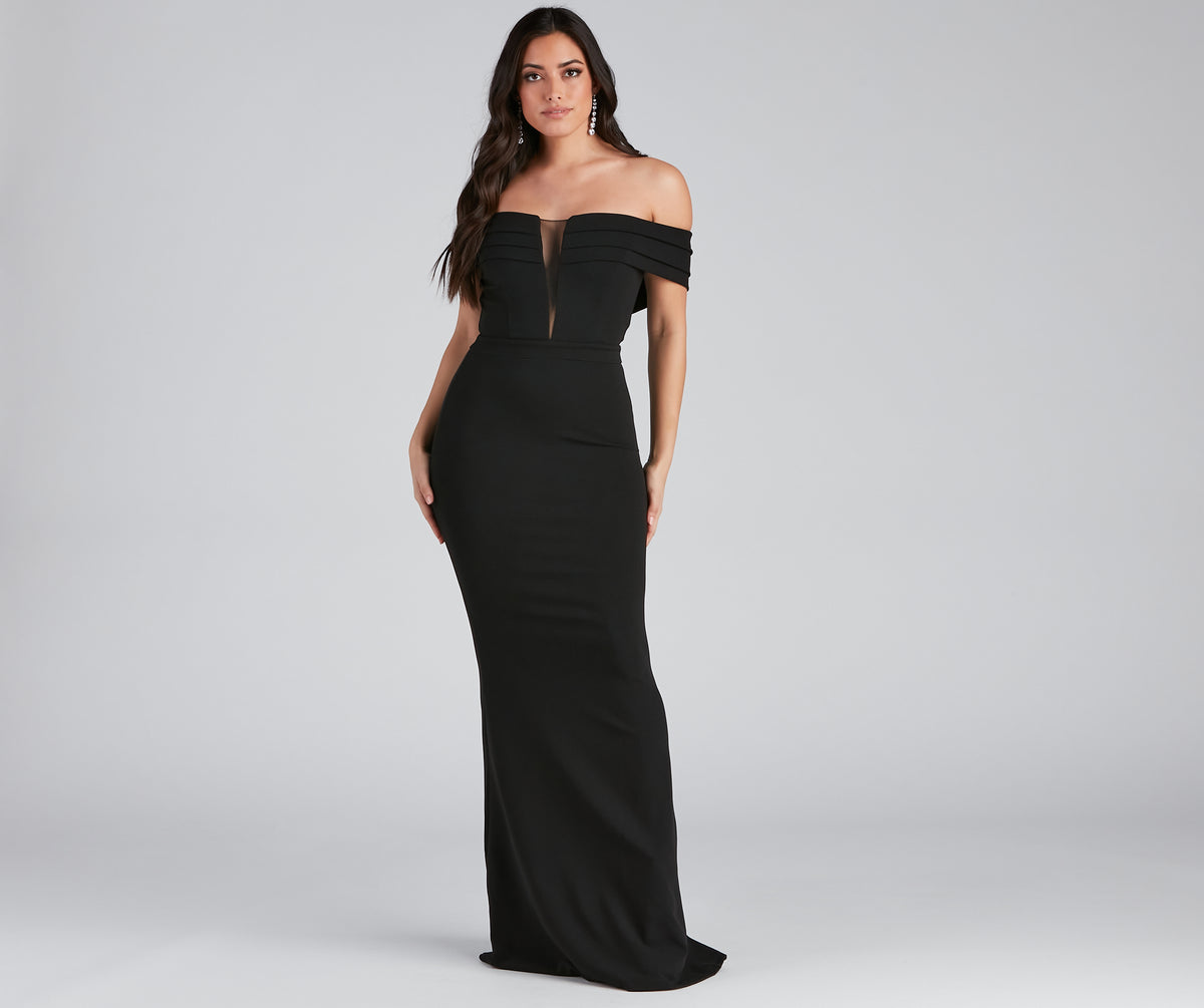 Olivia Formal Off The Shoulder Crepe Dress & Windsor