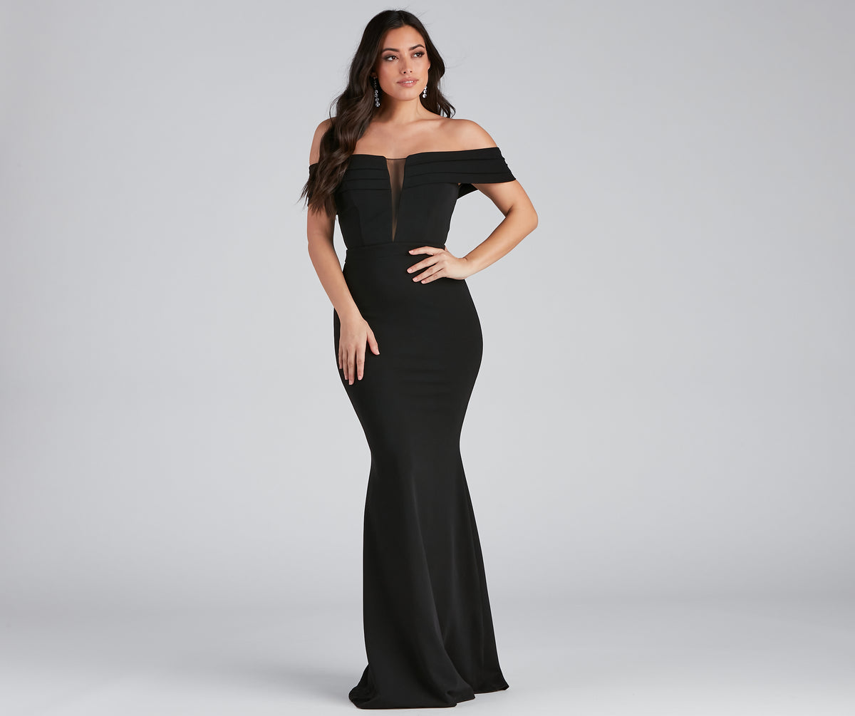Olivia Formal Off The Shoulder Crepe Dress & Windsor