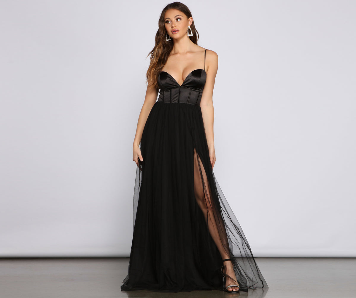Cintra Mesh Tulle Bustier Gown, Windsor