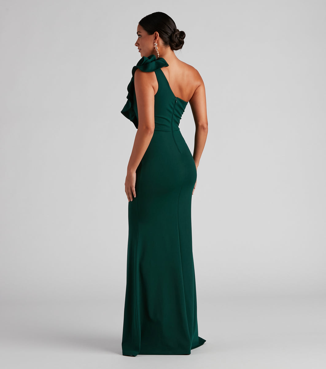 Diana Formal One-Shoulder Ruffle Dress