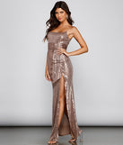 Stella Sequin High-Slit Formal Dress creates the perfect summer wedding guest dress or cocktail party dresss with stylish details in the latest trends for 2023!