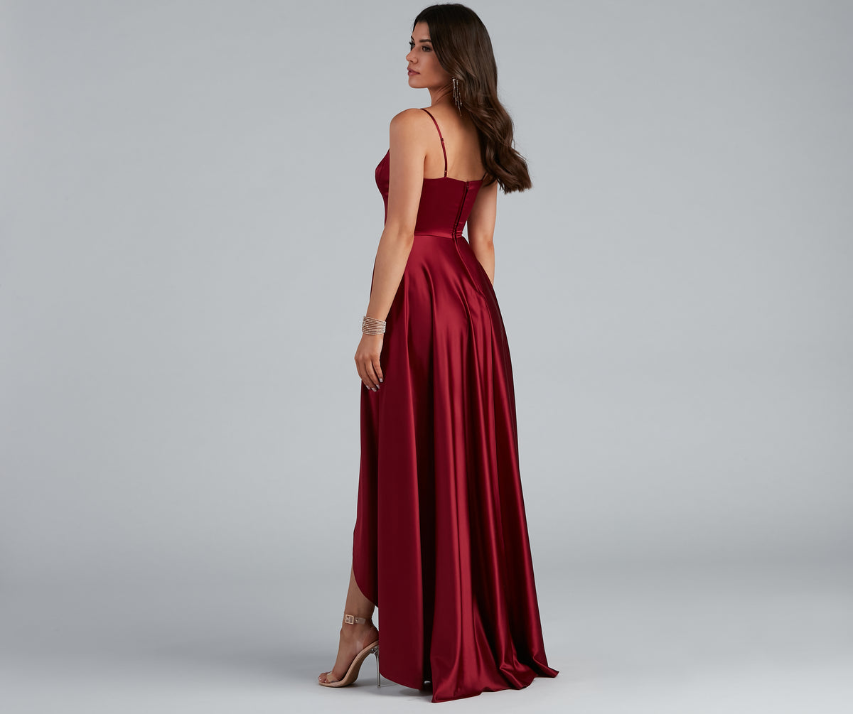 Spencer Satin High-Low Formal Dress