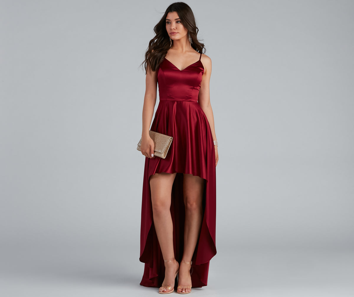 Spencer Satin High-Low Formal Dress