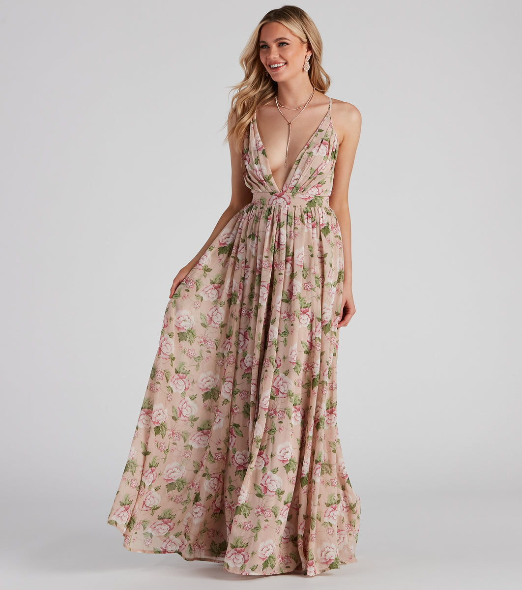 Veronica Formal Chiffon Sleeve Slit Long Dress
