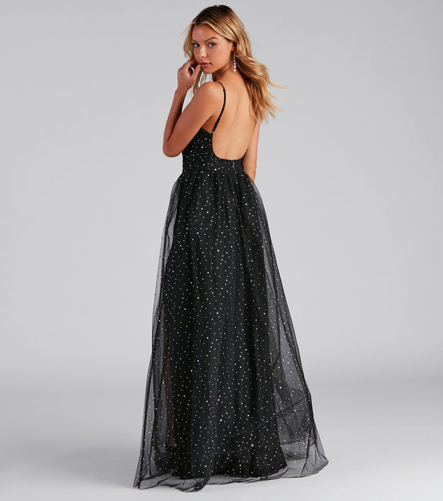 Windsor Long Formal Tulle Dress, Sleeveless V-Neck Tulle Ball Gown