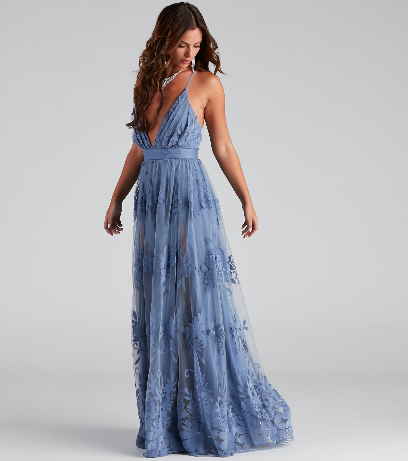 Morgan Formal Flocked Velvet Dress & Windsor