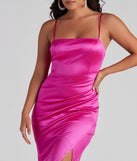 Evie Formal Ruched Satin Sleeveless Dress is the perfect prom dress pick with on-trend details to make the 2024 dance your most memorable event yet!