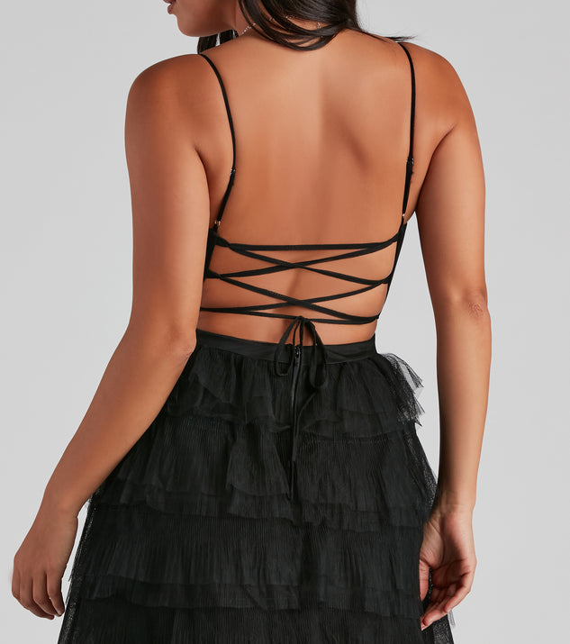 Britany Mini Dress - V Neck Tiered Strappy Tiered Fit and Flare