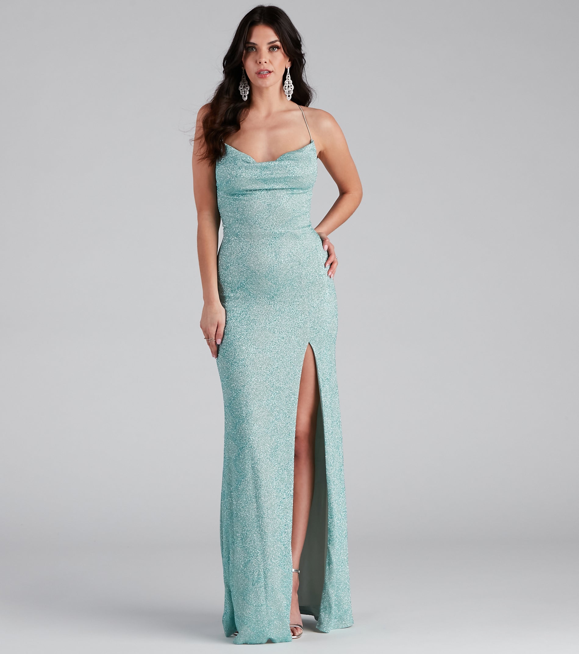 Doria Formal High Slit Glitter Dress & Windsor