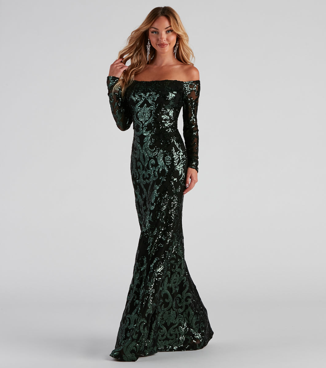 Isador Formal Sequin Scroll Dress