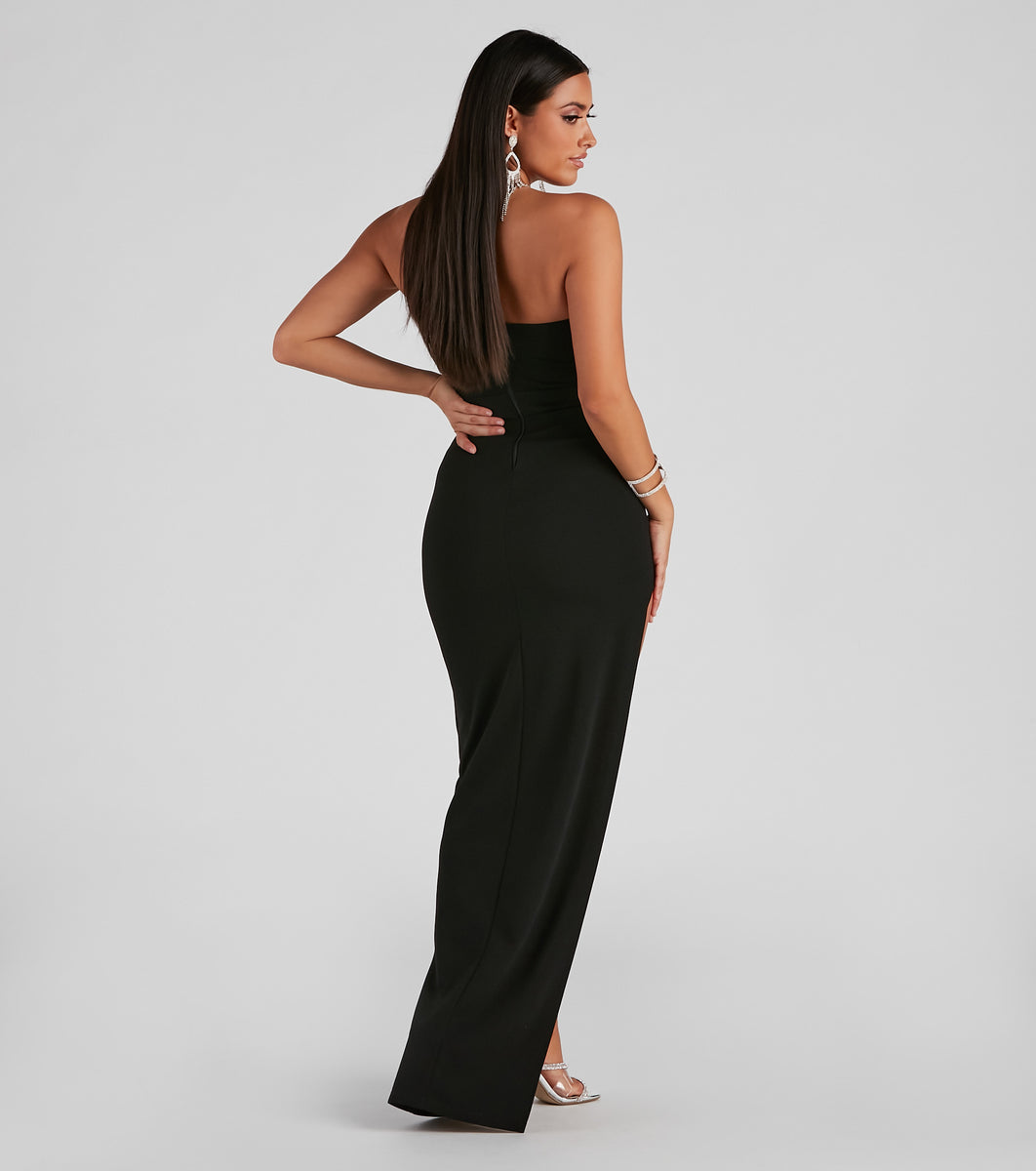 Frankie Formal Crepe Slit Dress