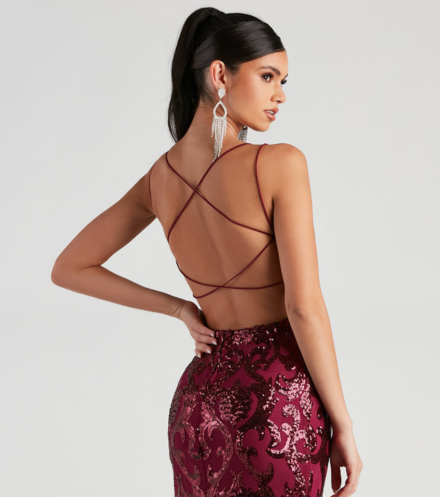 Burgundy strappy sheer on sale panel sequin bodycon dress