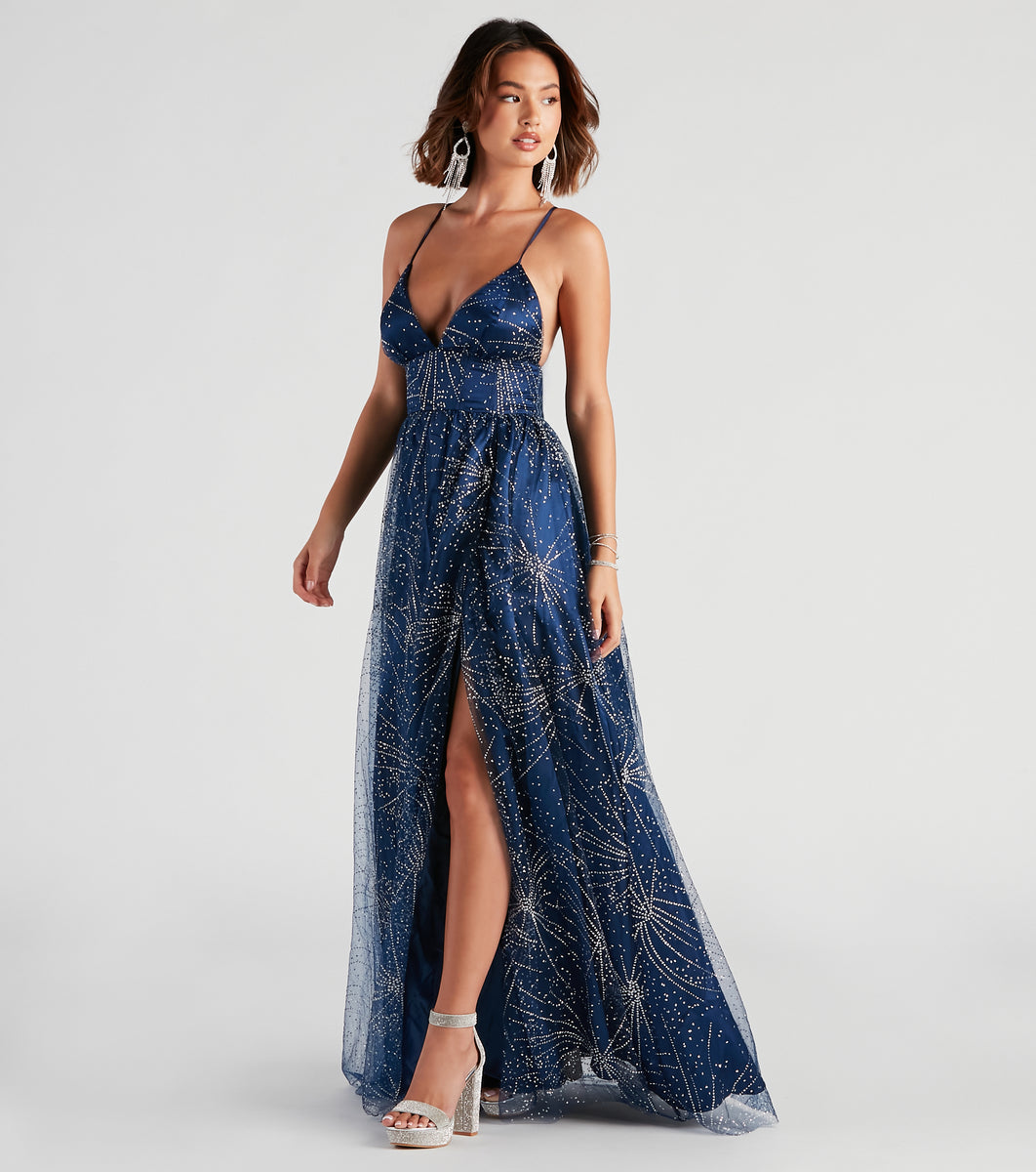 Tricia Formal Glitter A-Line Dress