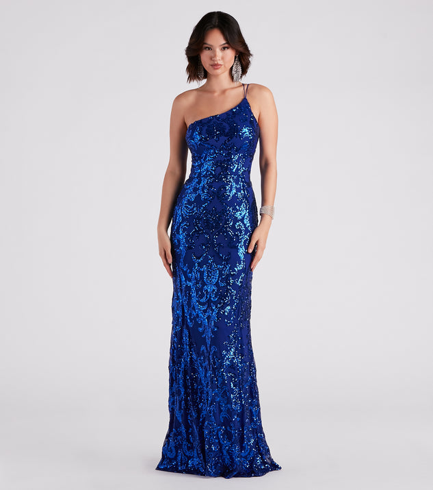 Eleanor Formal Sequin One Shoulder Dress provides a stylish summer wedding guest dress, the perfect dress for graduation, or a cocktail party look in the latest trends for 2024!