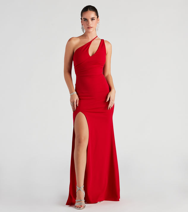 Alaina Asymmetric One-Shoulder Mermaid Dress creates the perfect summer wedding guest dress or cocktail party dresss with stylish details in the latest trends for 2023!