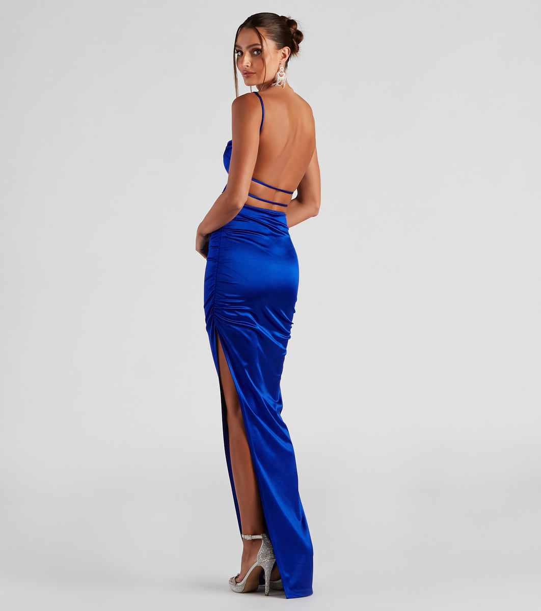 Alani Strappy Back Satin Formal Dress