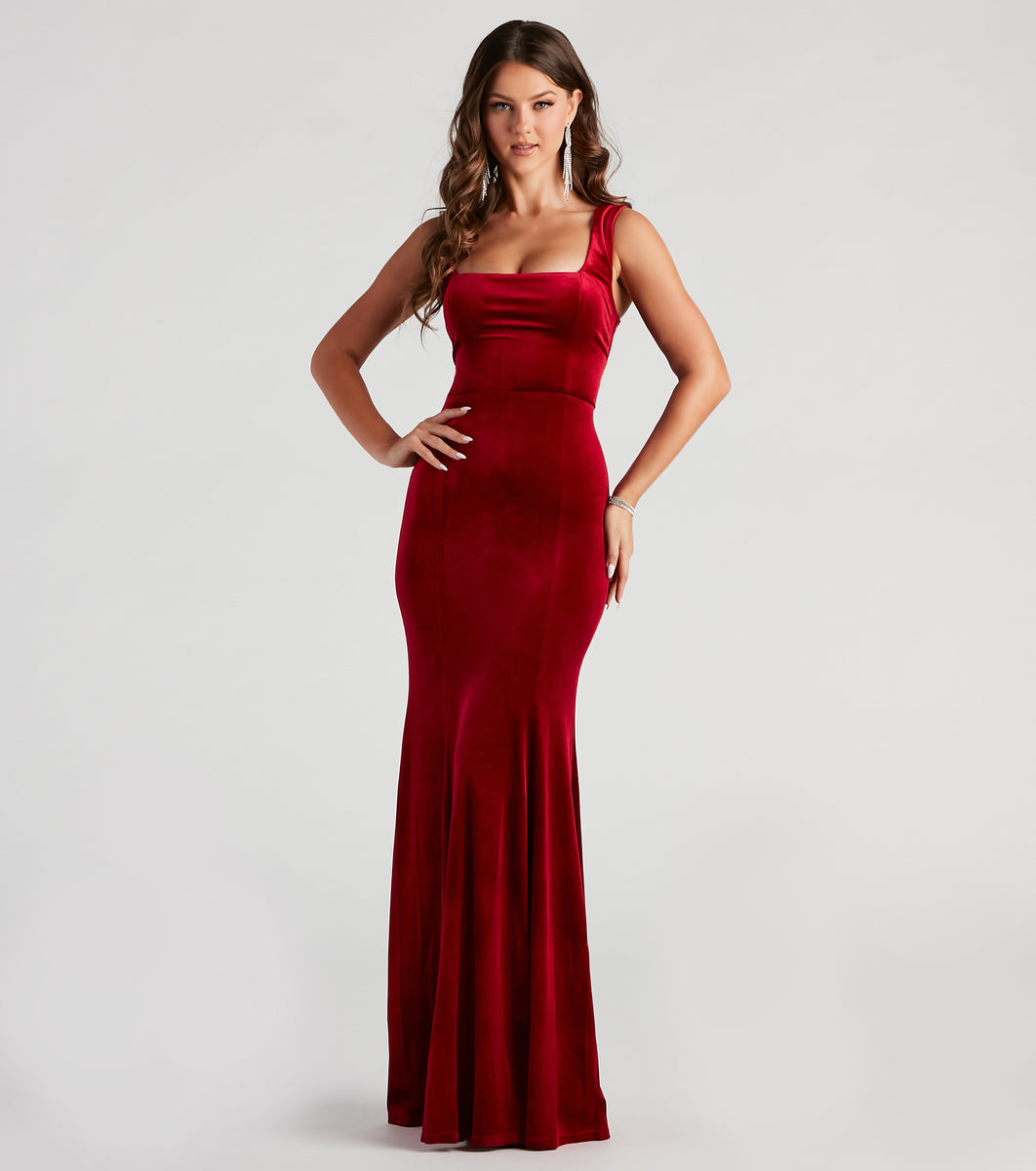 Tori Formal Sleeveless Velvet Mermaid Dress & Windsor