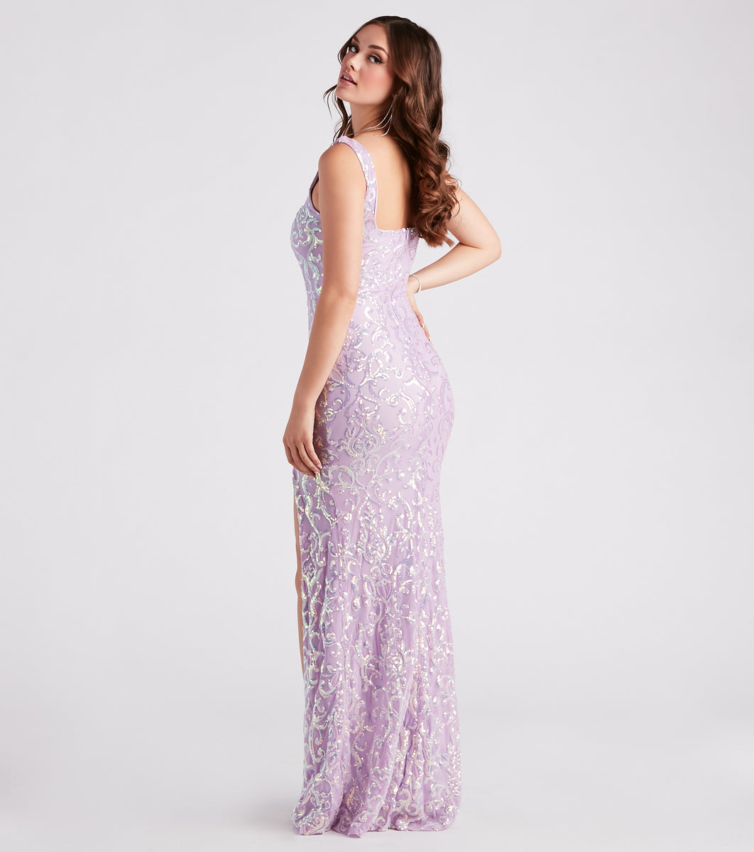 Jovie Formal Sequin Slit Mermaid Long Dress