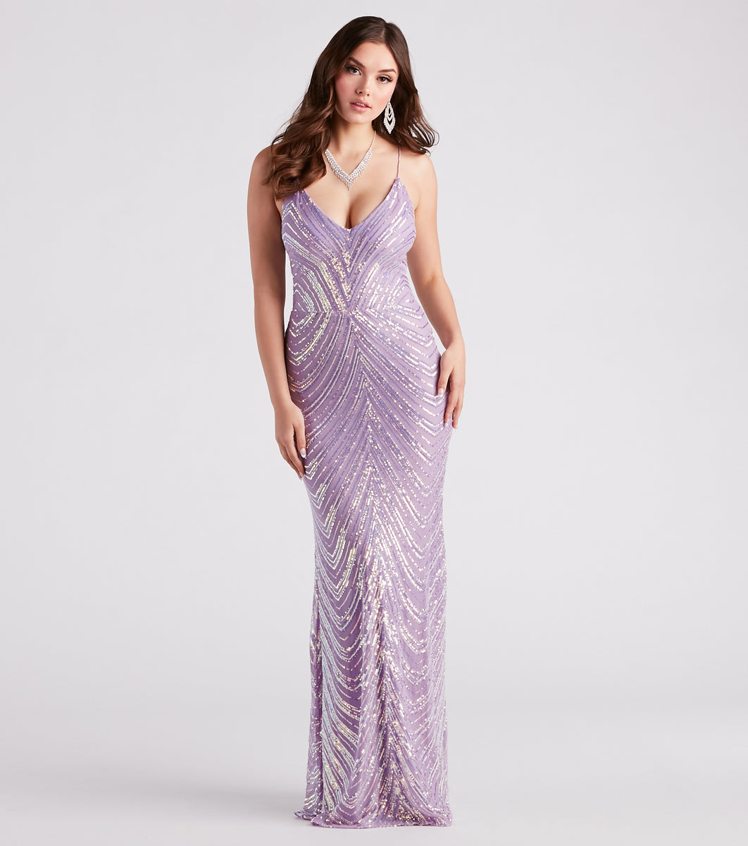 Mazie Formal Sequin V-Neck Mermaid Dress & Windsor
