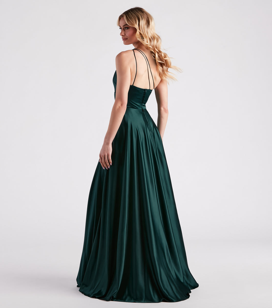 Windsor Katherine One-Shoulder Satin Formal Dress