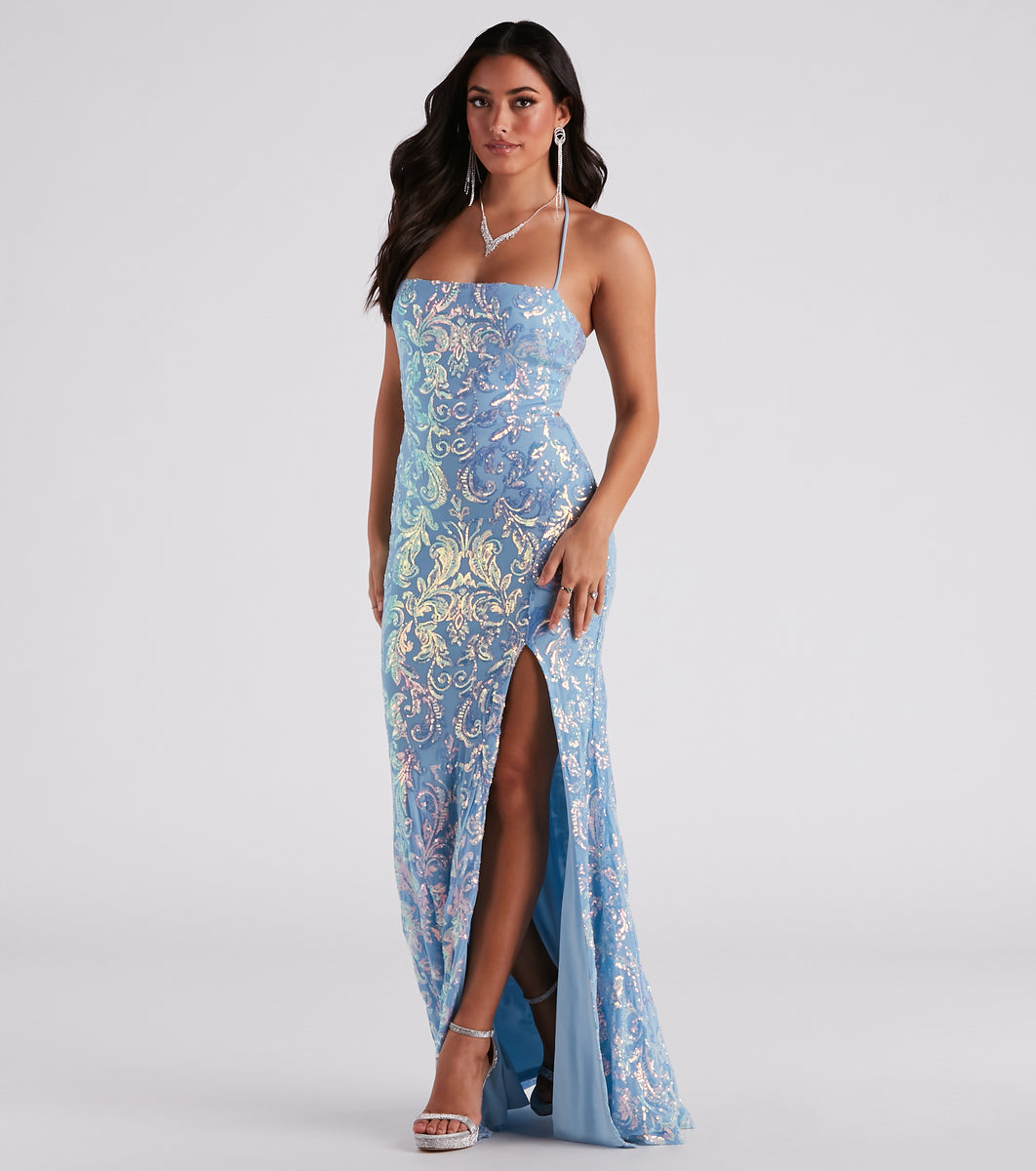Jayleen Formal Sequin Lace-Up A-Line Dress & Windsor