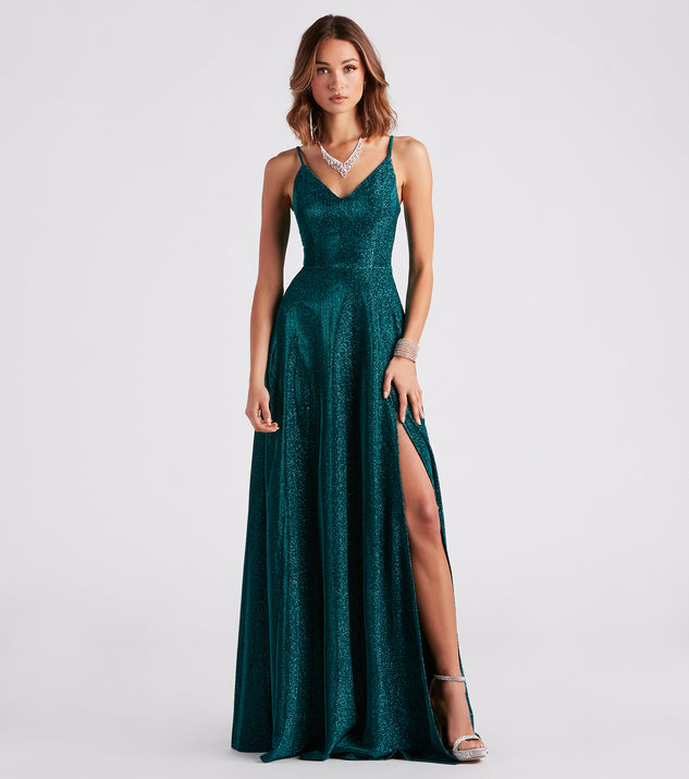 Windsor Rachel Formal Glitter Lace-Up Dress Blue 05002-7073 (b124