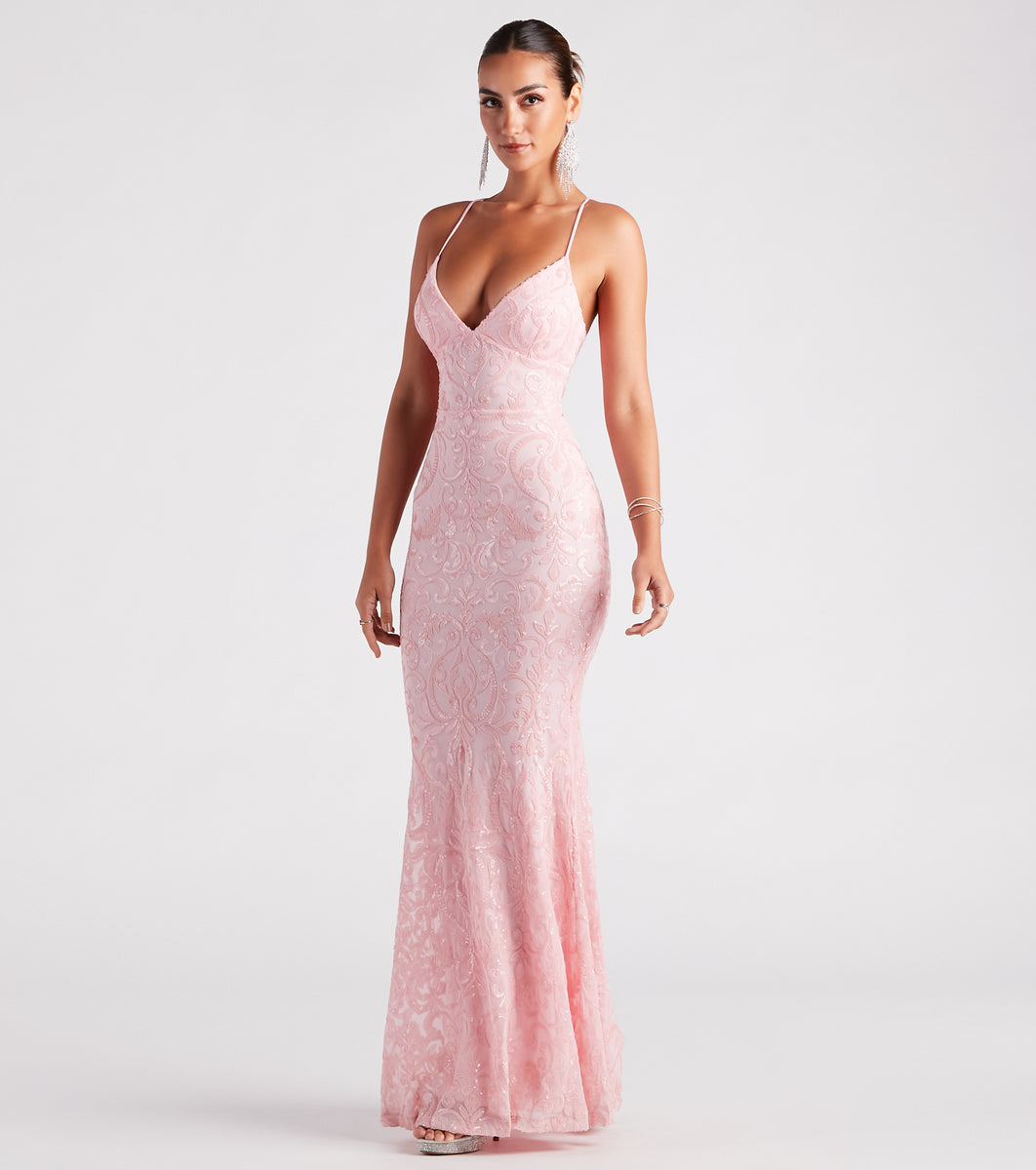 Bethanie Formal Sequin V-Neck Mermaid Dress & Windsor