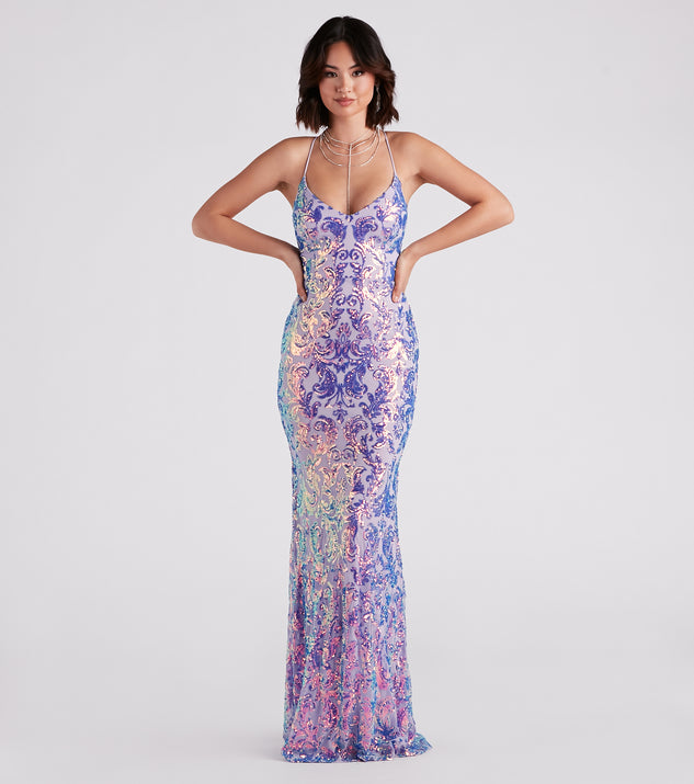 Taisia Formal Sequin Scroll Dress & Windsor