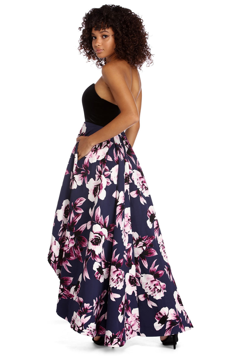 Vivan Formal Floral High-Low Dress