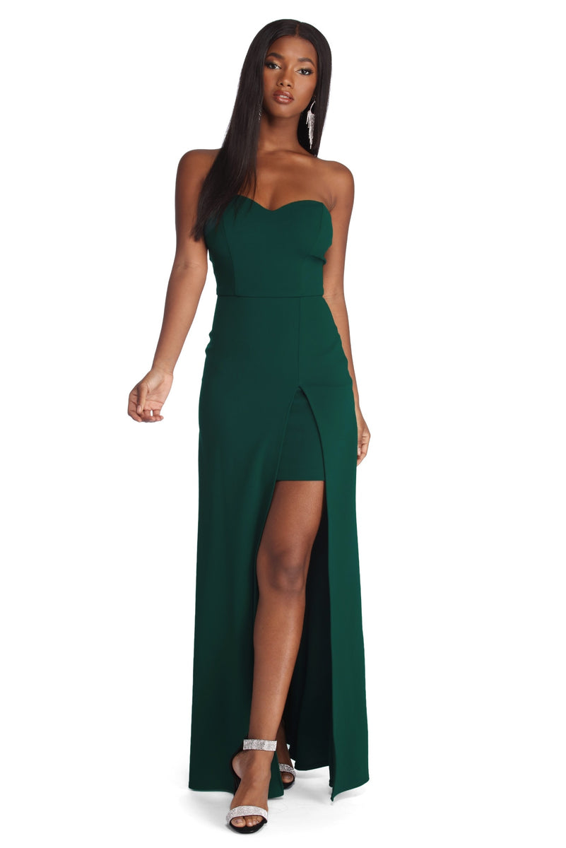Foxy Emerald Green Strapless Maxi Dress
