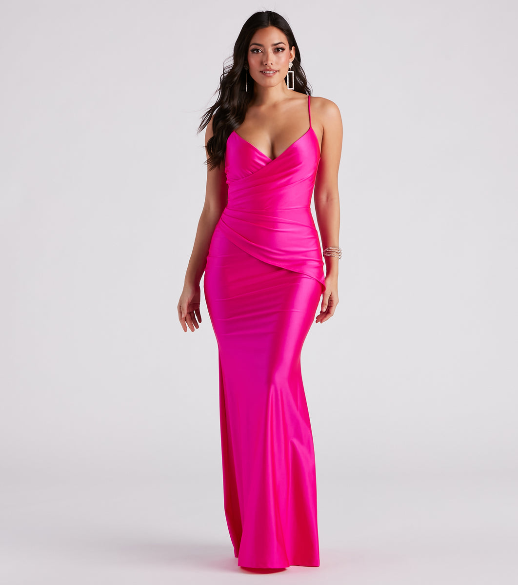 Keyla Satin Wrap A-Line Formal Dress & Windsor