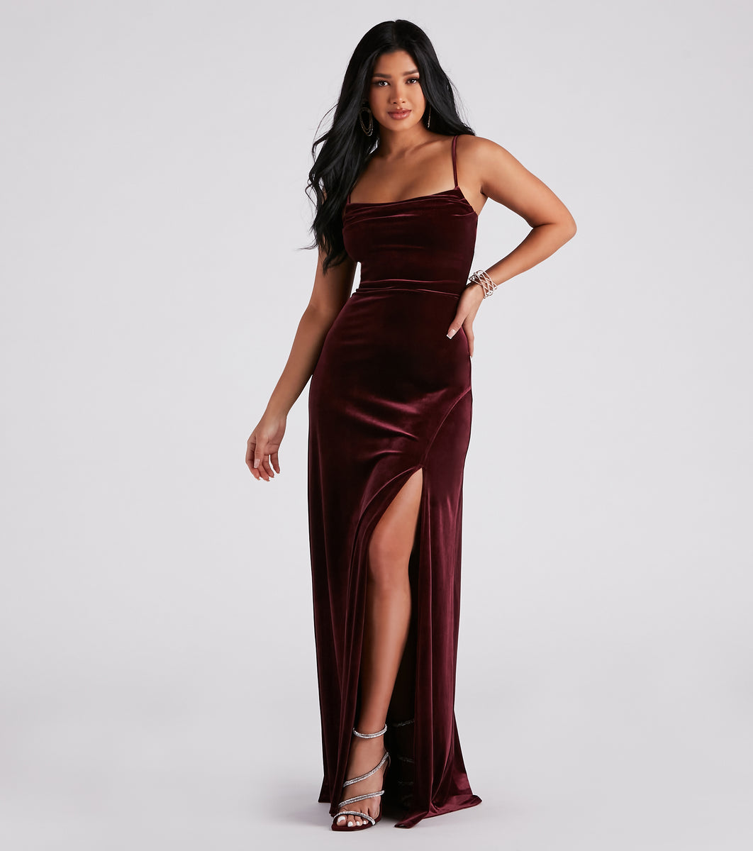 Elaine Formal Velvet A-Line Dress & Windsor