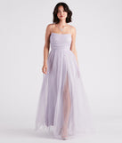 Larissa Formal Tulle Glitter  Purple Prom Gown is a gorgeous pick as your 2023 prom dress or formal gown for wedding guest, spring bridesmaid, or army ball attire!