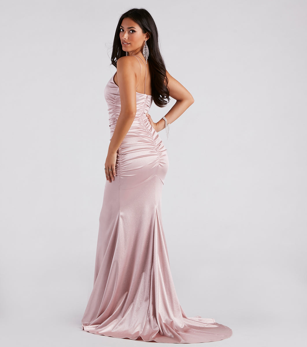 Faith Formal Glitter Ruche Mermaid Dress