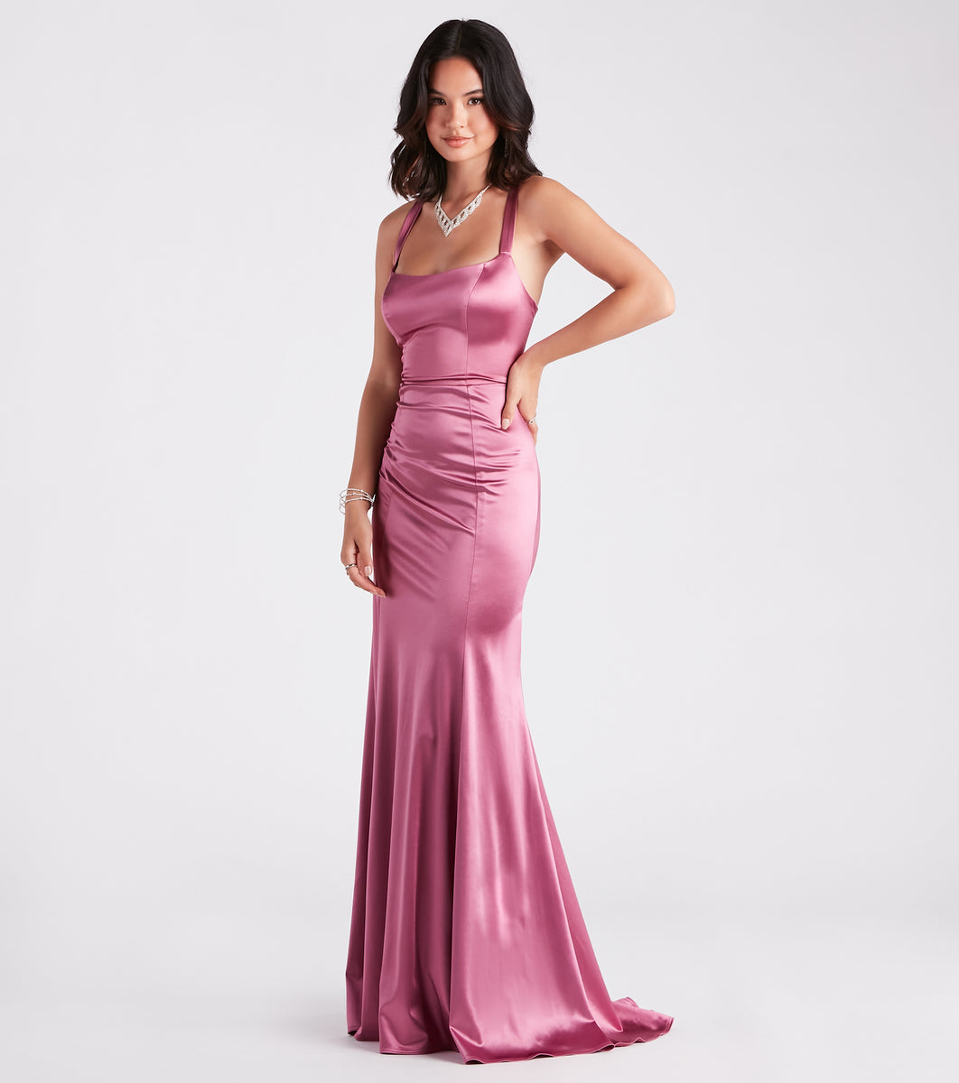 Cassie Formal Satin Lace-Up Mermaid Dress & Windsor