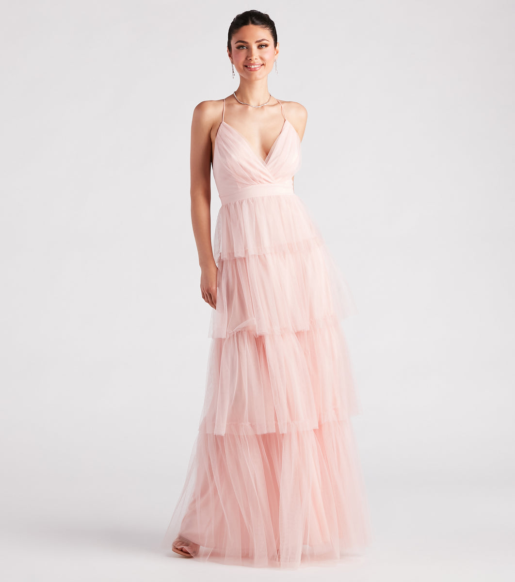 Tyra Formal Tulle Tiered A-Line Dress