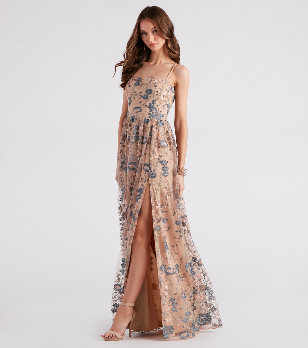 Genevieve Floral Embroidered Formal Dress