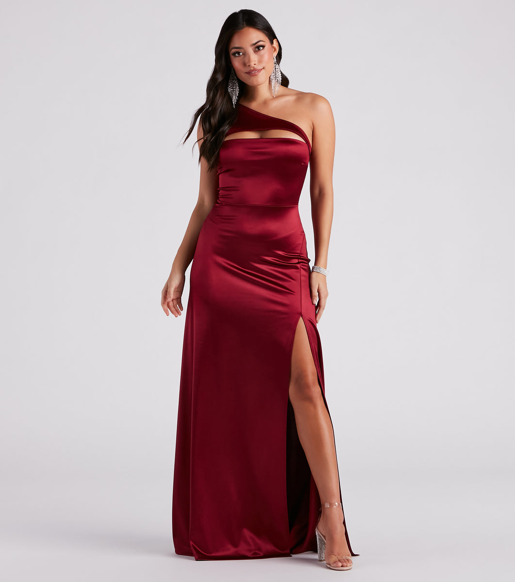 Skyla Formal Satin One-Shoulder A-Line Dress & Windsor