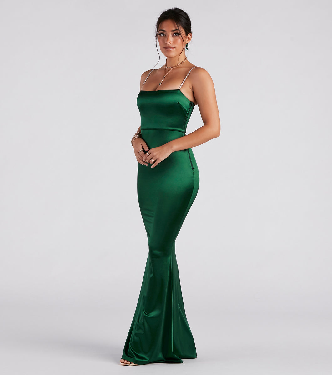 Annaliese Formal Satin Rhinestone Mermaid Dress & Windsor