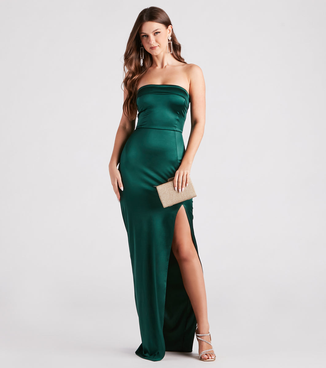 Sofie Formal Satin Strapless Long Dress & Windsor