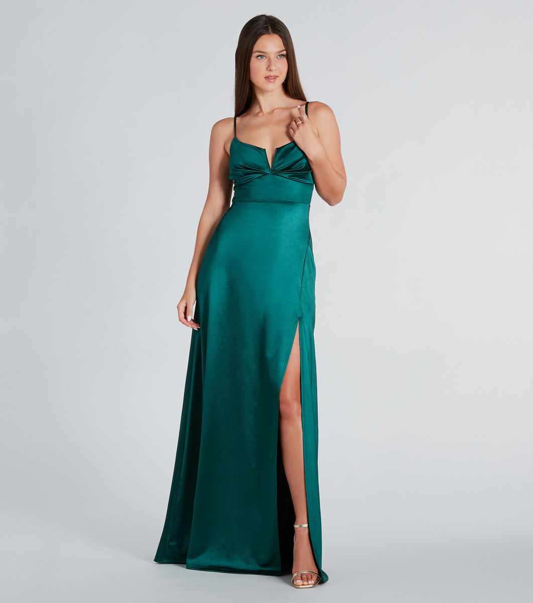 Darla Formal Satin A-Line Long Dress & Windsor